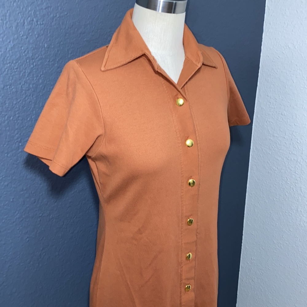 Stoned Immaculate Rust Brown Front Button Dress - image 2